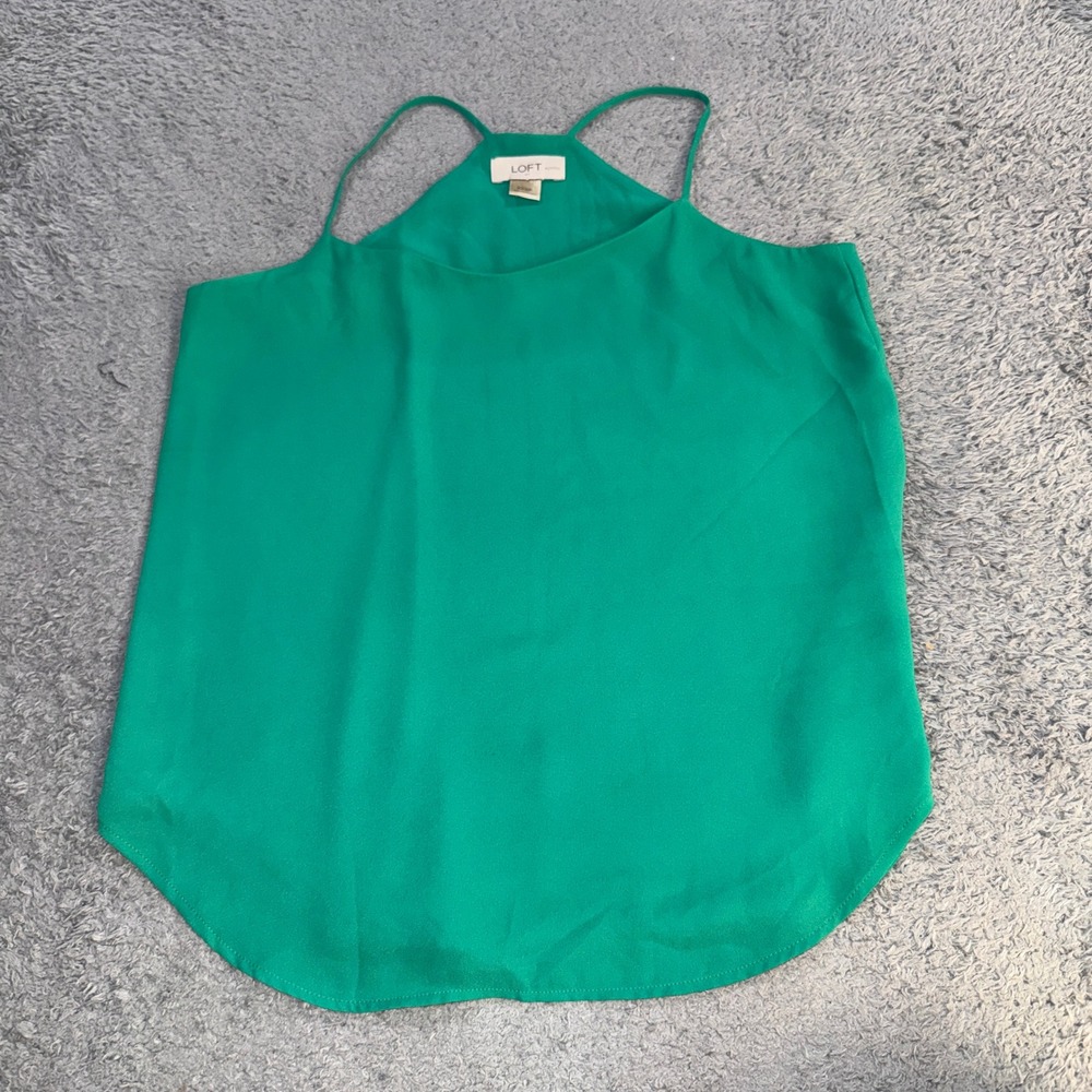 Loft Womens XXSP Green Halter Neck Camisole Tank Top Lightweight Curved Hem